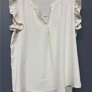 Zenana Outfitters Off White Ruffle Sleeve Blouse